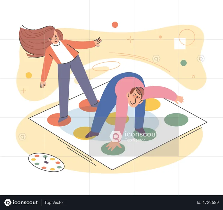 Couple playing board game  Illustration
