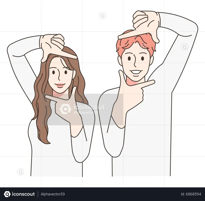 Couple posing for photo  Illustration