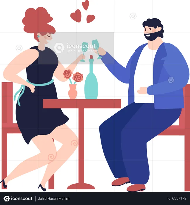 Couple en rendez-vous romantique  Illustration