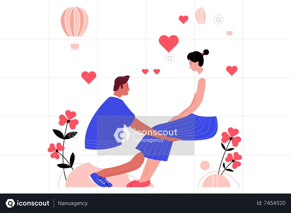 Couple proposes to marriage  Illustration