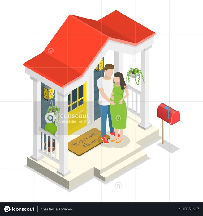 Couple purchased home  Illustration