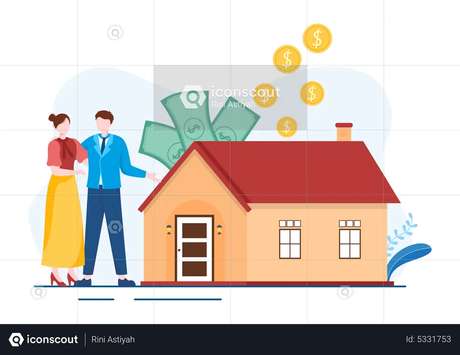 Couple purchasing house  Illustration