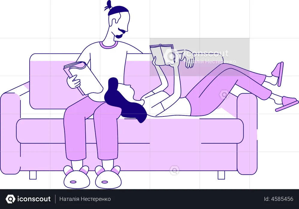 Couple reading together  Illustration