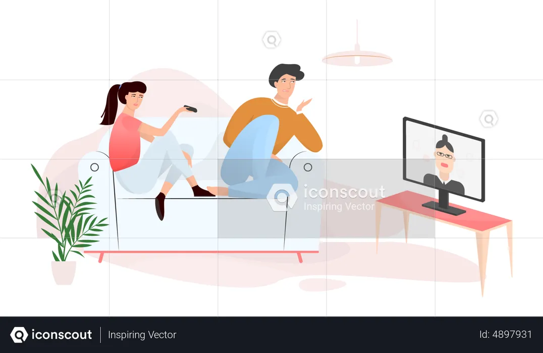 Couple relaxing at home  Illustration