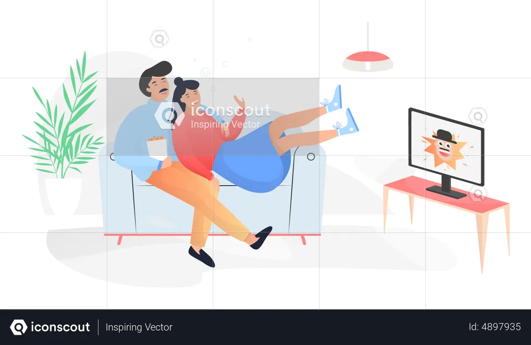 Couple relaxing at home  Illustration