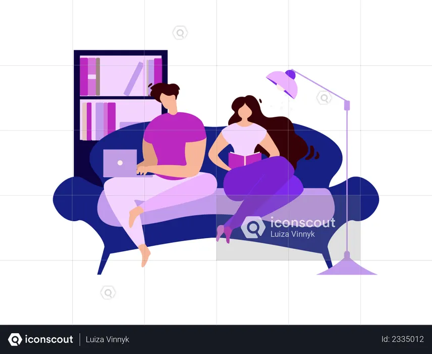 Couple Rest at Home and Spending Good Time together  Illustration