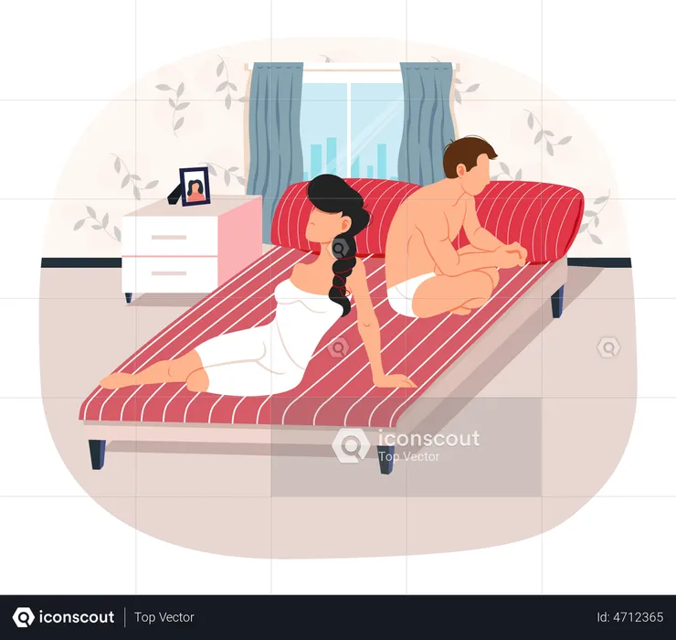 Couple resting and getting ready to sleep  Illustration