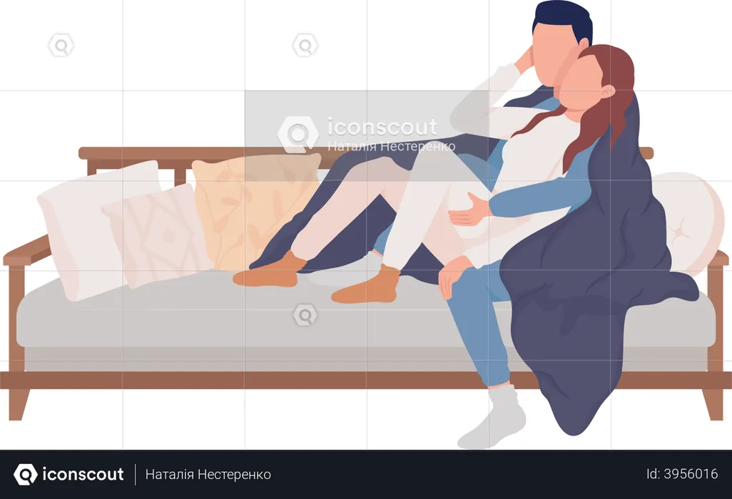 Couple resting on sofa  Illustration