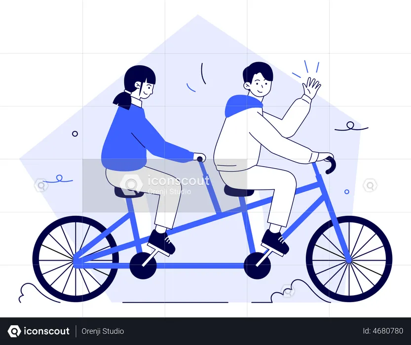 Couple Riding Bicycle  Illustration