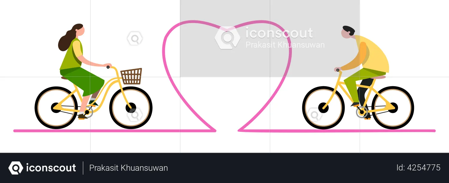 Couple riding bicycle together  Illustration