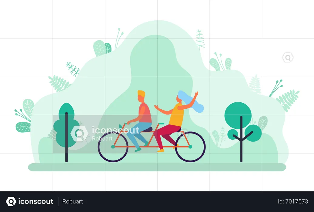 Couple riding cycle  Illustration