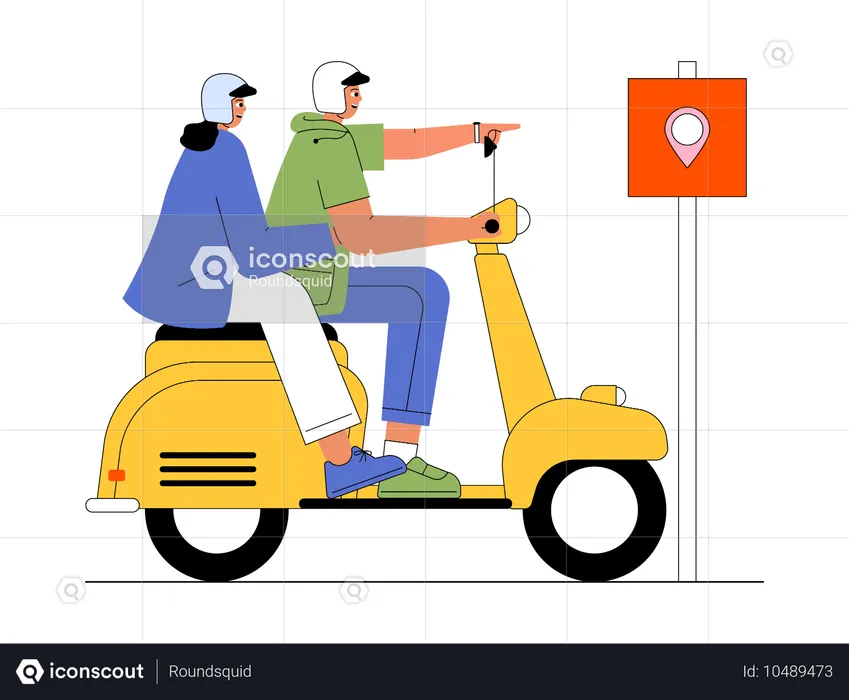 Couple riding on bike  Illustration