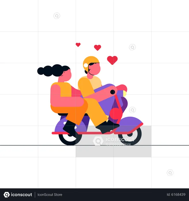 Couple riding scooter  Illustration
