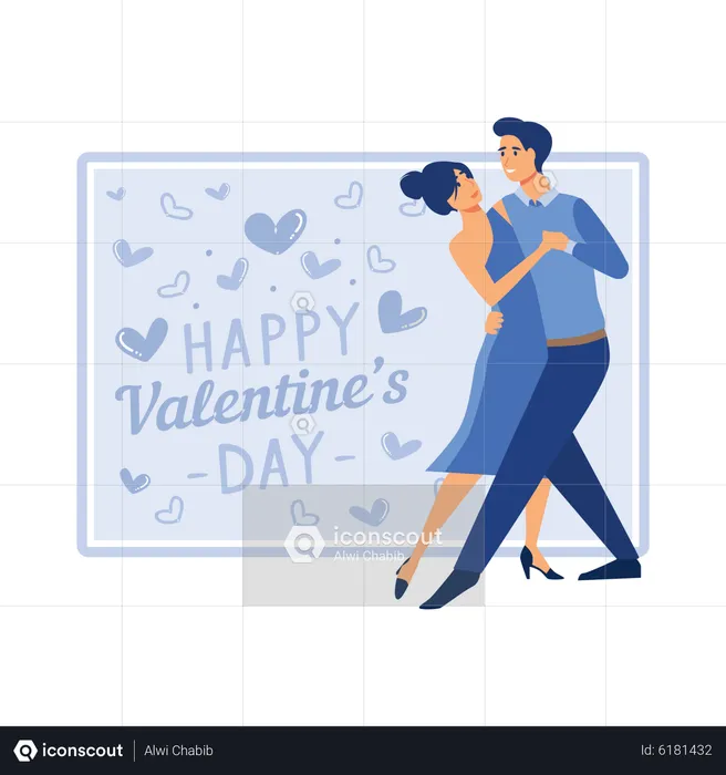 Couple romantique faisant de la danse le jour de la Saint-Valentin  Illustration
