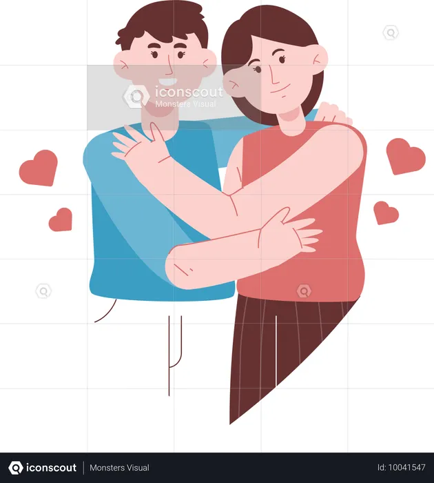 Couple romantique se faisant un câlin  Illustration