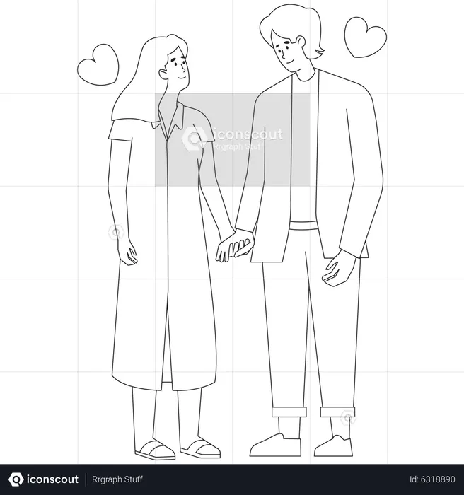 Couple Saint-Valentin tenant la main  Illustration