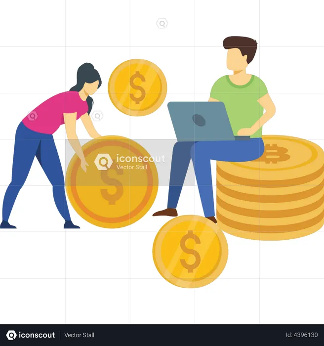 Couple saving money  Illustration