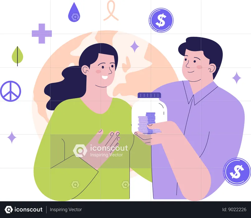 Couple saving money  Illustration