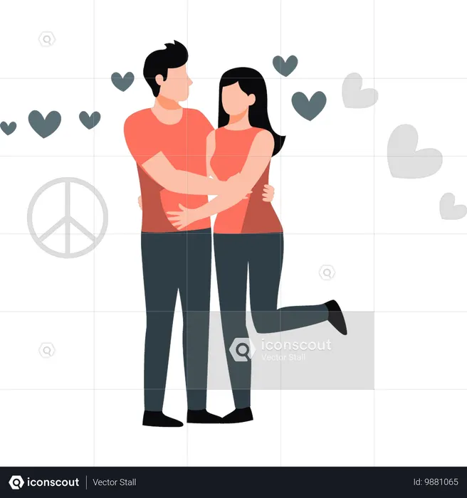 Couple se tenant avec amour  Illustration