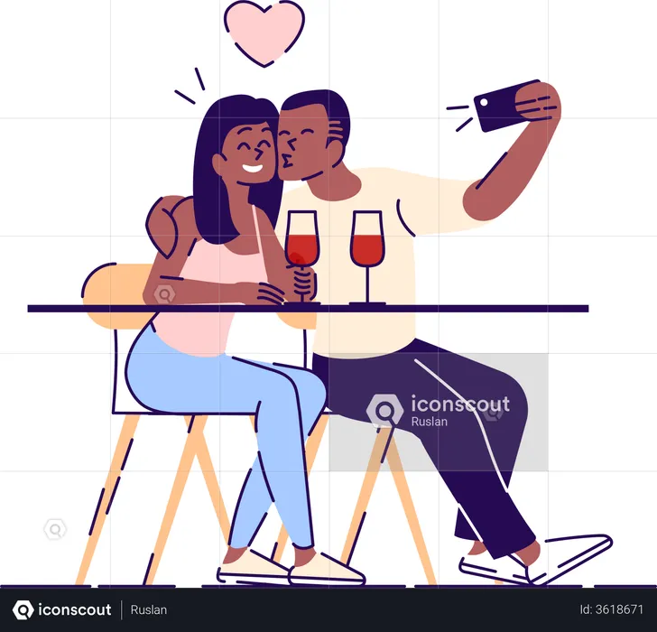 Couple selfie  Illustration