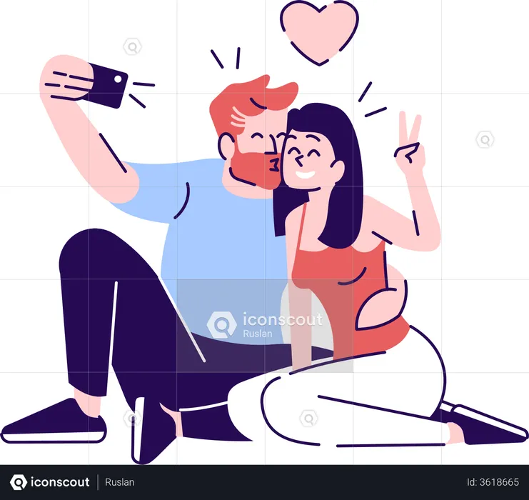 Couple selfie  Illustration