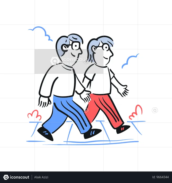 Couple Senior Citizen Activities  Illustration