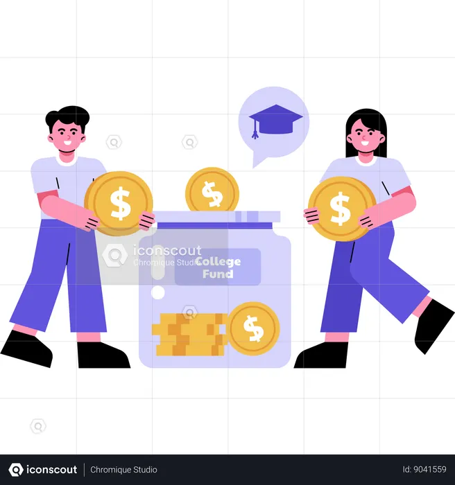 Couple Setting Up a College Fund  Illustration