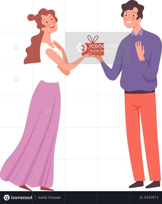 Couple sharing gift with each other  Illustration