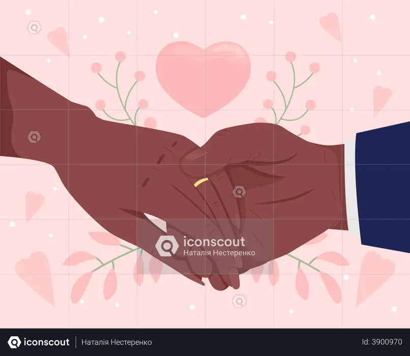 Couple sharing love by holding each other hands  Illustration