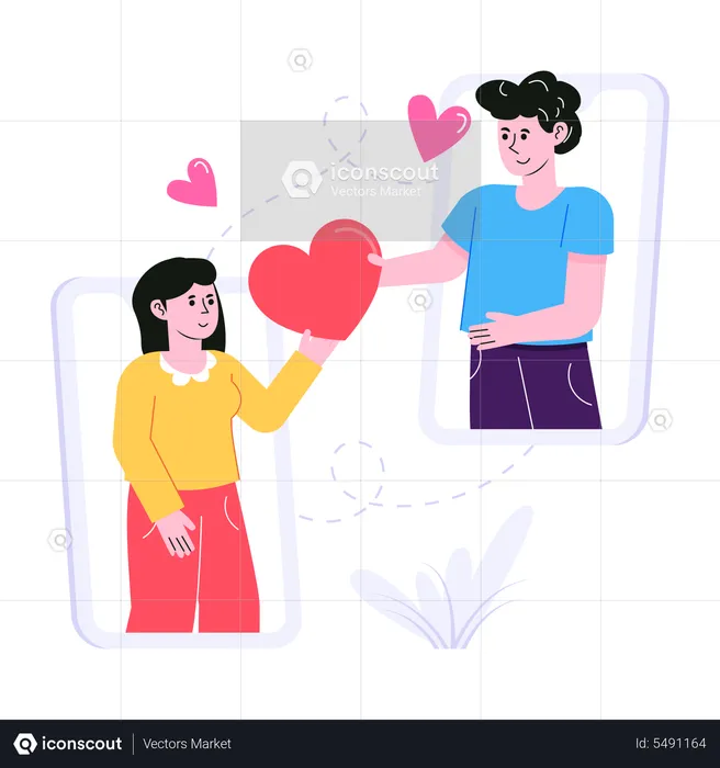 Couple sharing love on video call  Illustration