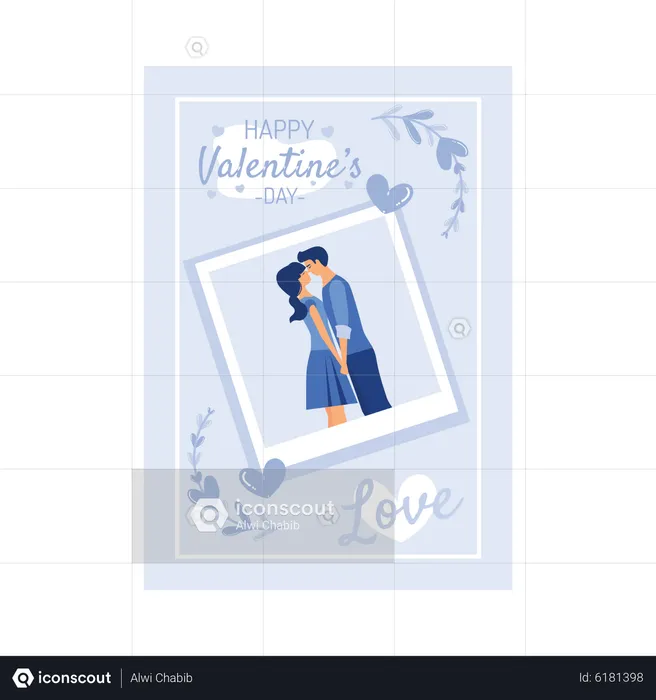 Couple sharing valentine's day greeting card  Illustration