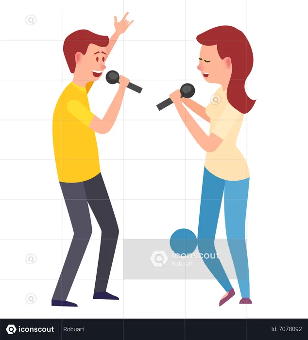 Couple singing  Illustration