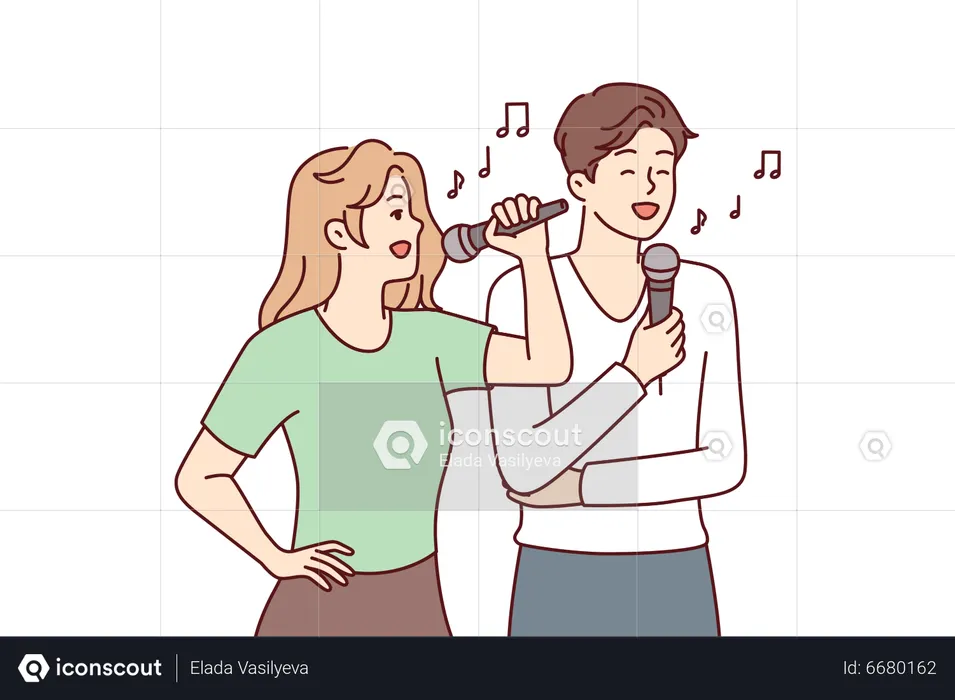 Couple singing song  Illustration