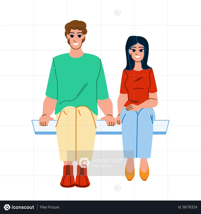 Couple sitting together  Illustration