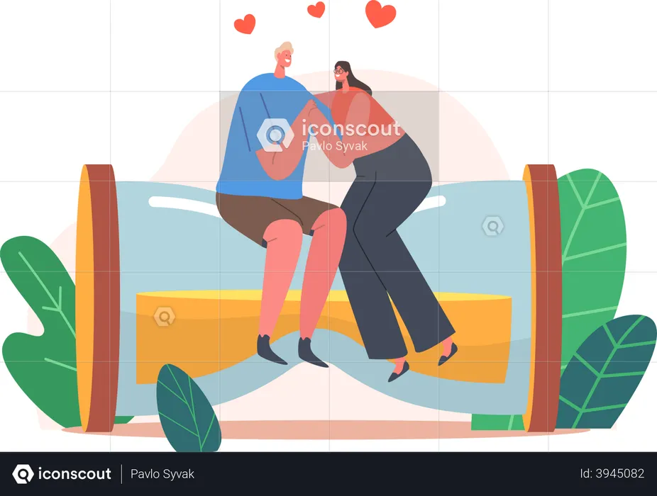 Couple sitting together  Illustration
