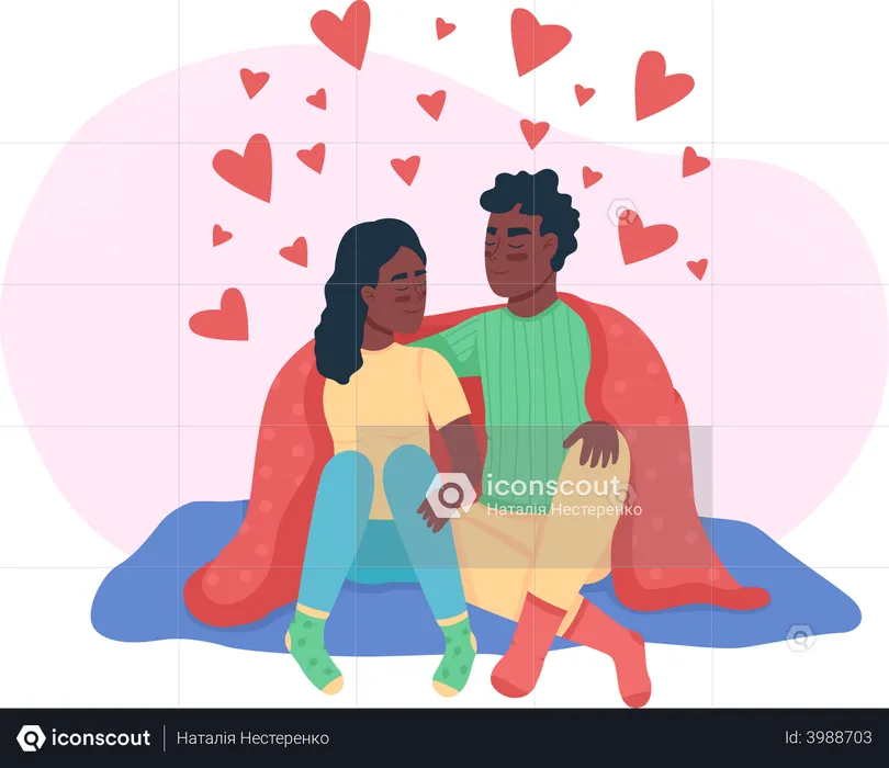 Couple sitting together and feeling love  Illustration