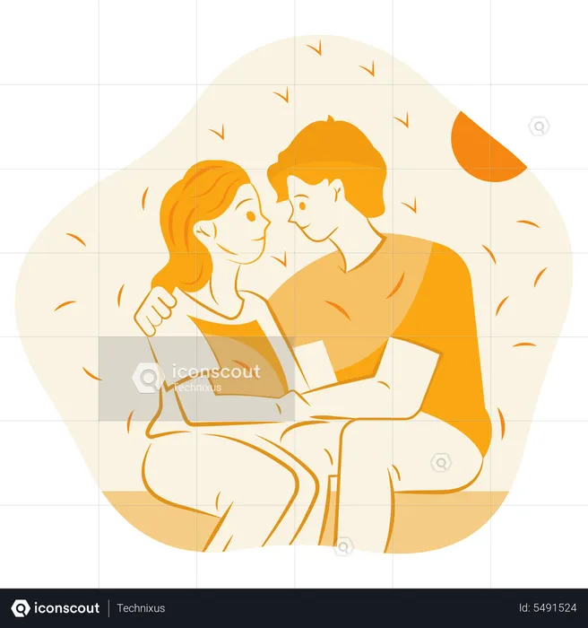 Couple sitting with each other  Illustration