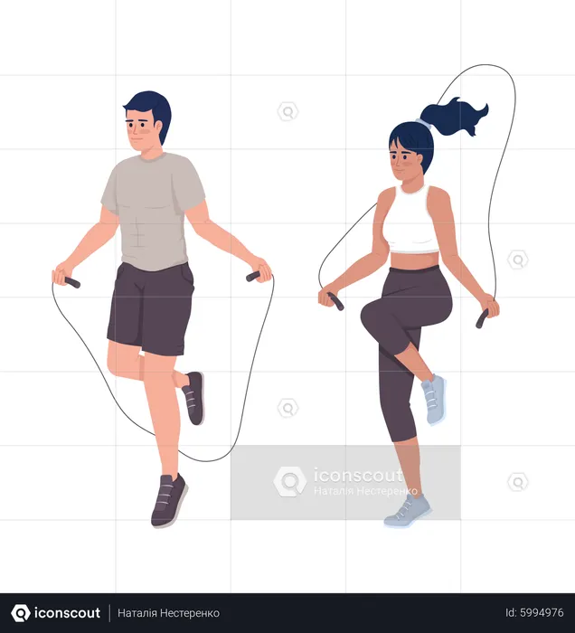 Couple skipping rope  Illustration