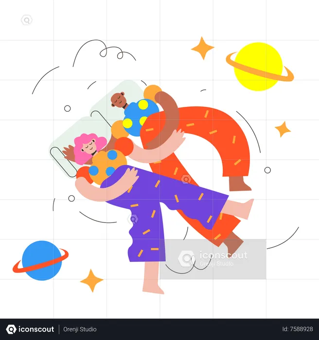 Couple Sleep together on wekend  Illustration