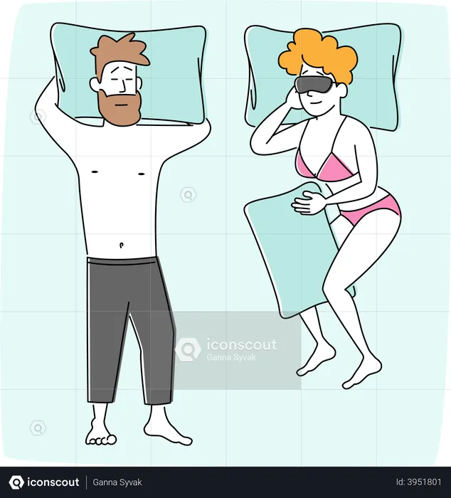 Couple Sleeping on Comfy Bed  Illustration