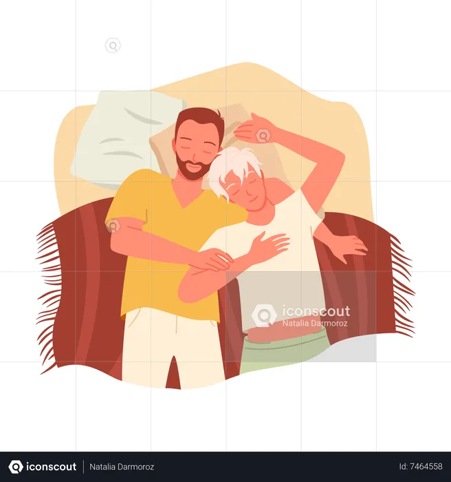 Couple sleeping together  Illustration