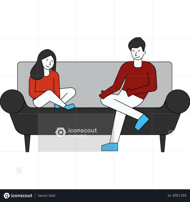Couple spending time on couch  Illustration