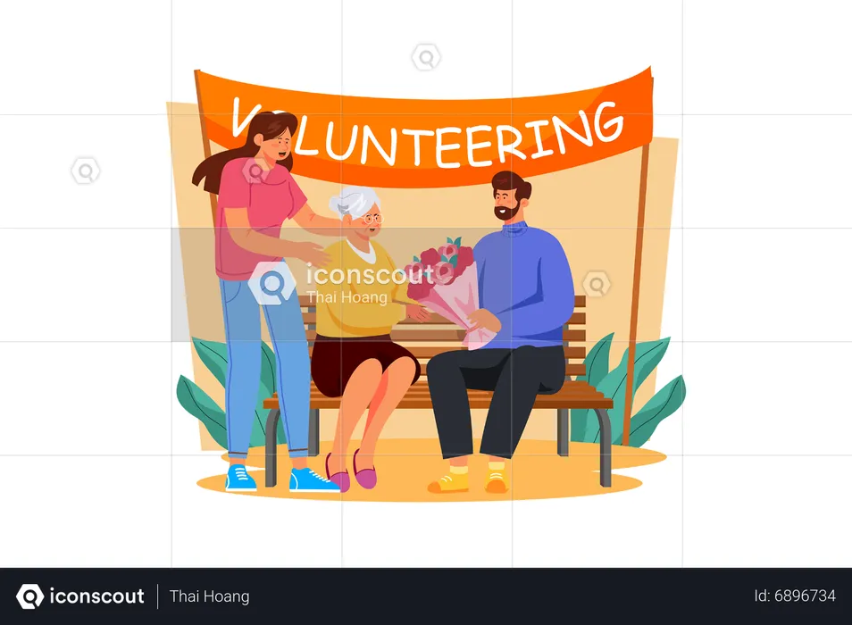 Couple spends the day volunteering at a local women's shelter  Illustration