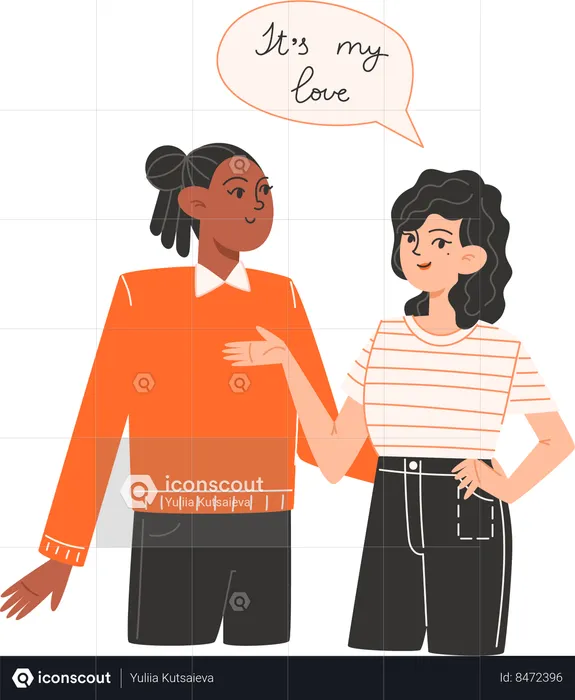 Couple stand side by side in love are hugging on Valentines Day  Illustration