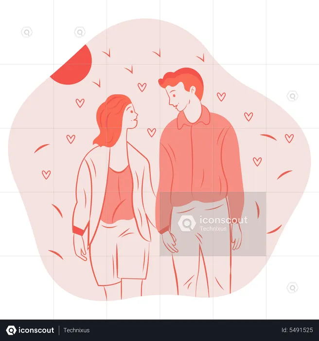 Couple Stand with each other  Illustration