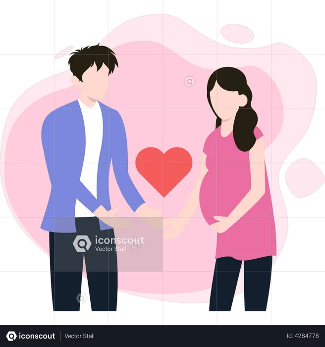 Couple standing and expecting a baby  Illustration