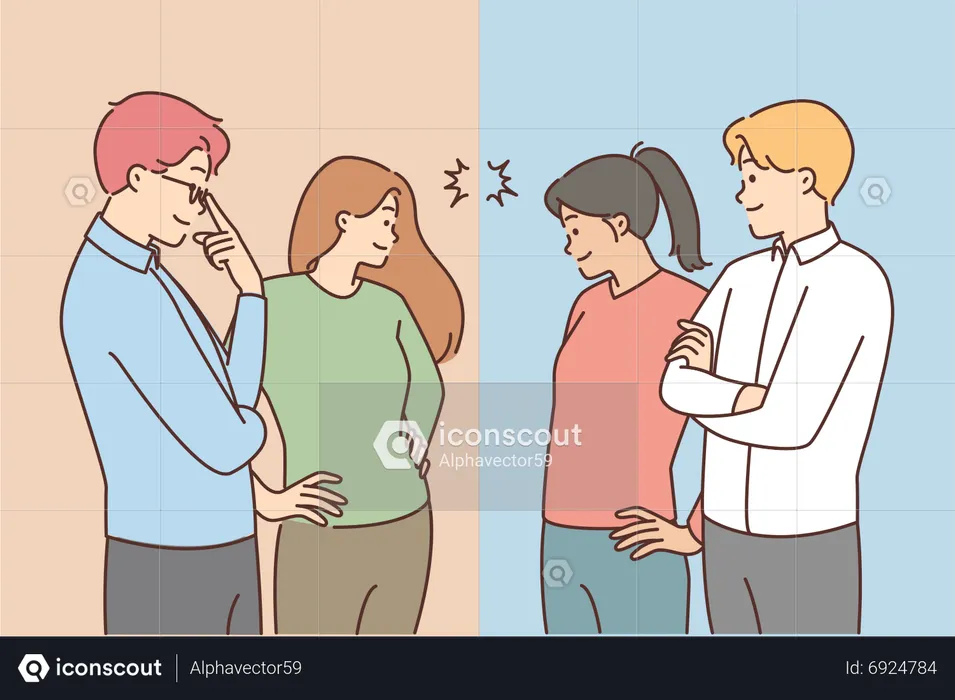 Couple standing and giving pose  Illustration
