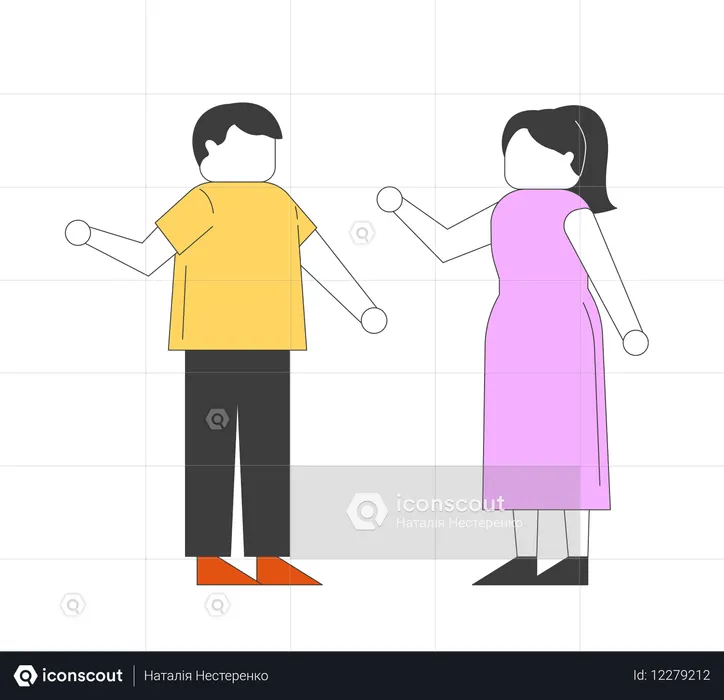 서서 이야기하는 커플  일러스트레이션