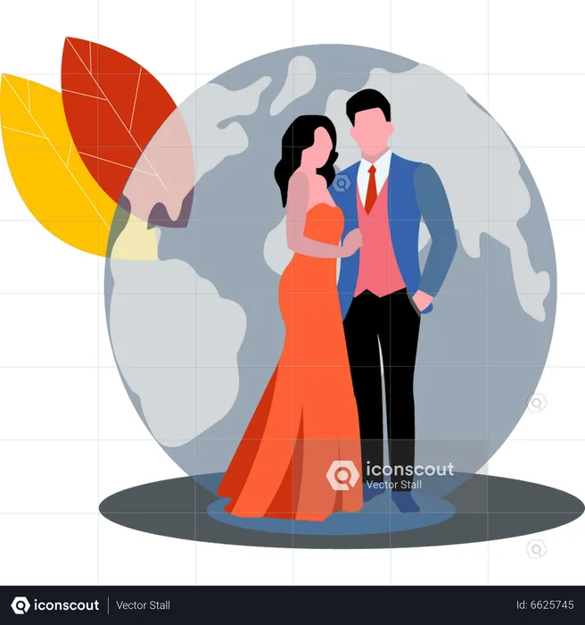 Couple standing together  Illustration