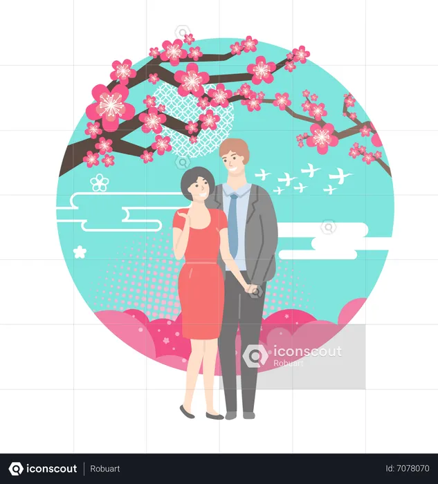 Couple standing together  Illustration